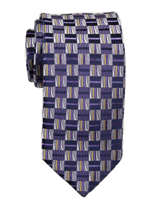 Heritage House 23701 100% Woven Silk Boy's Tie - Check Pattern - Purple/Yellow/Navy Boys Tie Heritage House 