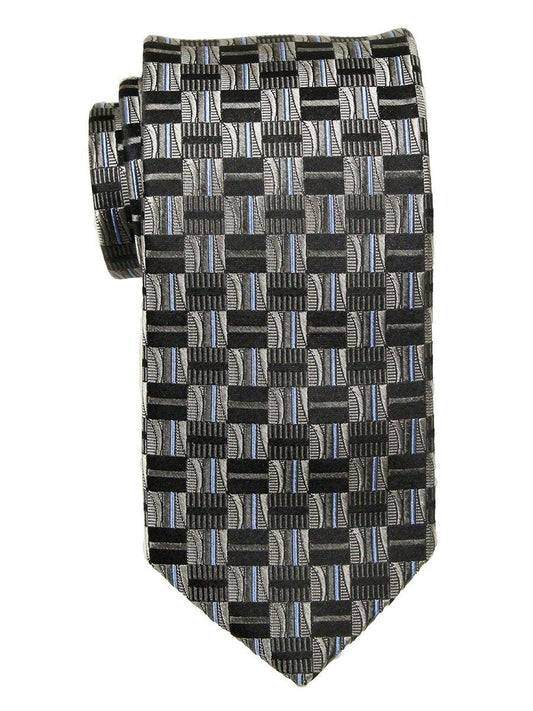 Heritage House 23703 100% Silk Boy's Tie - Check Pattern - Silver / Black / Blue Boys Tie Heritage House 