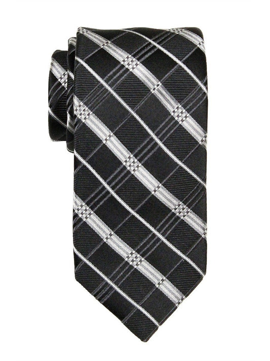 Heritage House 23712 100% Silk Boy's Tie - Plaid - Silver/Black Boys Tie Heritage House 