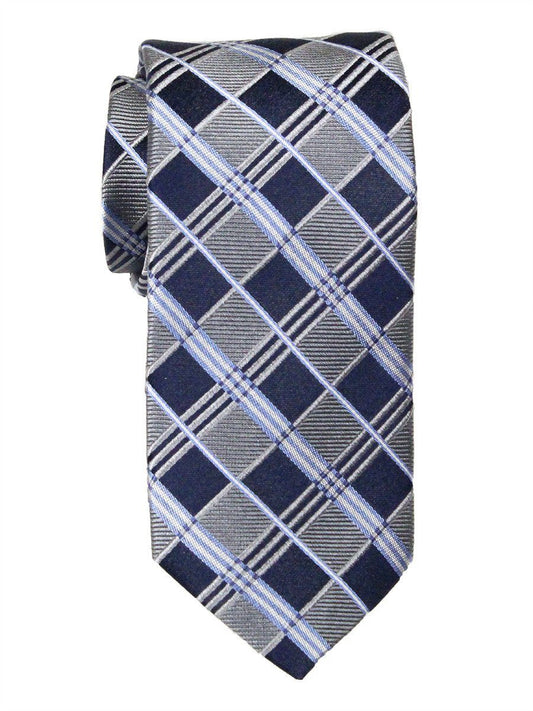 Heritage House 23713 100% Woven Silk Boy's Tie - Plaid - Silver/Navy/Blue Boys Tie Heritage House 