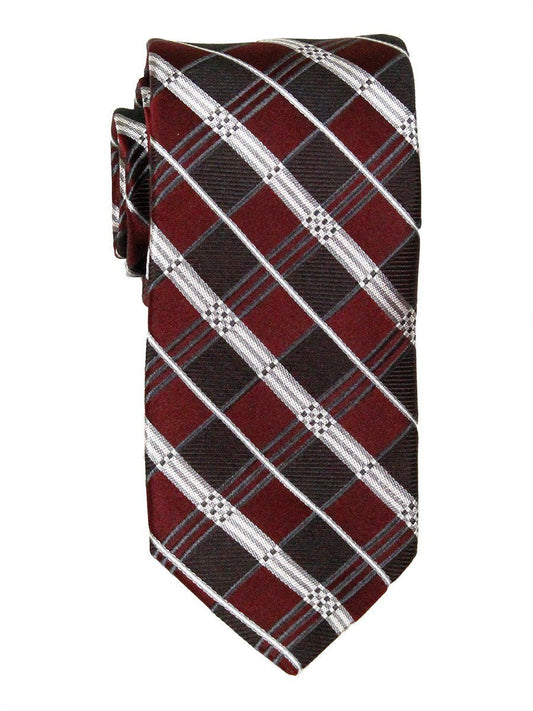 Heritage House 23726 100% Woven Silk Boy's Tie - Plaid - Burgundy/Silver Boys Tie Heritage House 