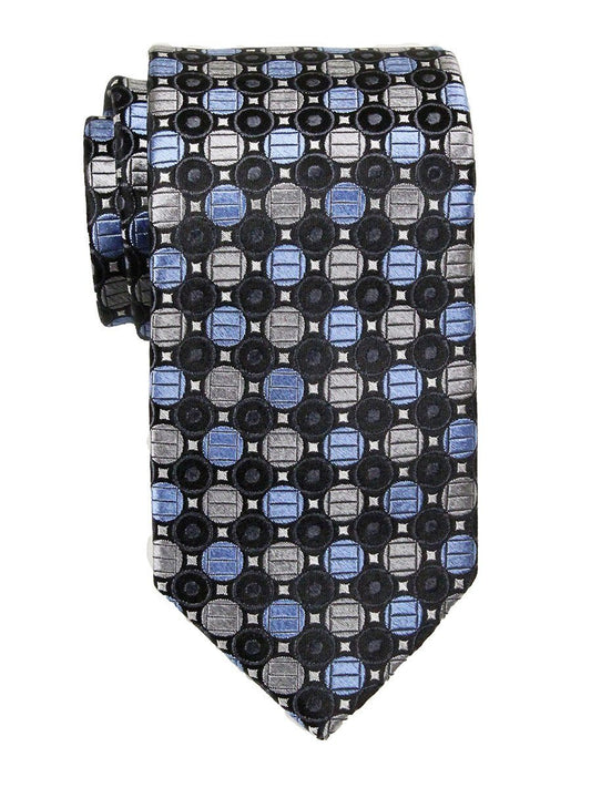Heritage House 23735 100% Woven Silk Boy's Tie - Neat Pattern - Blue/Silver/Black Boys Tie Heritage House 