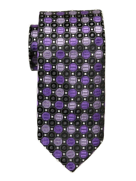Heritage House 23736 100% Woven Silk Boy's Tie - Neat Pattern - Purple/Silver/Black Boys Tie Heritage House 