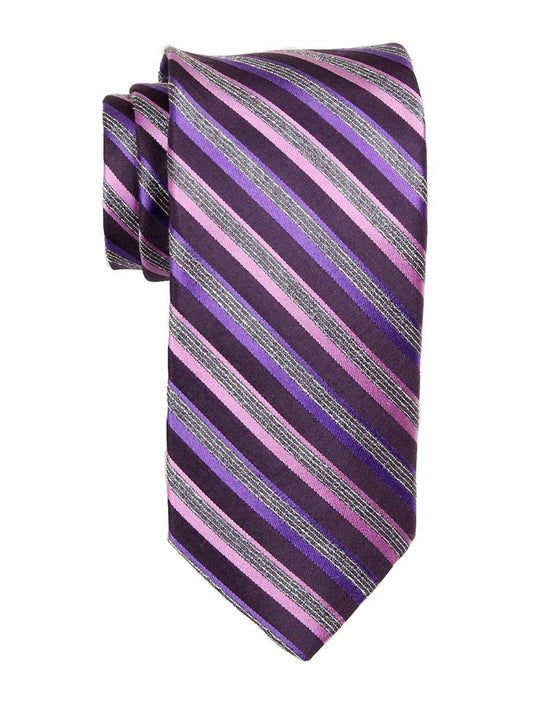 Heritage House 23742 100% Woven Silk Boy's Tie - Stripe Pattern - Purple/Pink/Gray Boys Tie Heritage House 