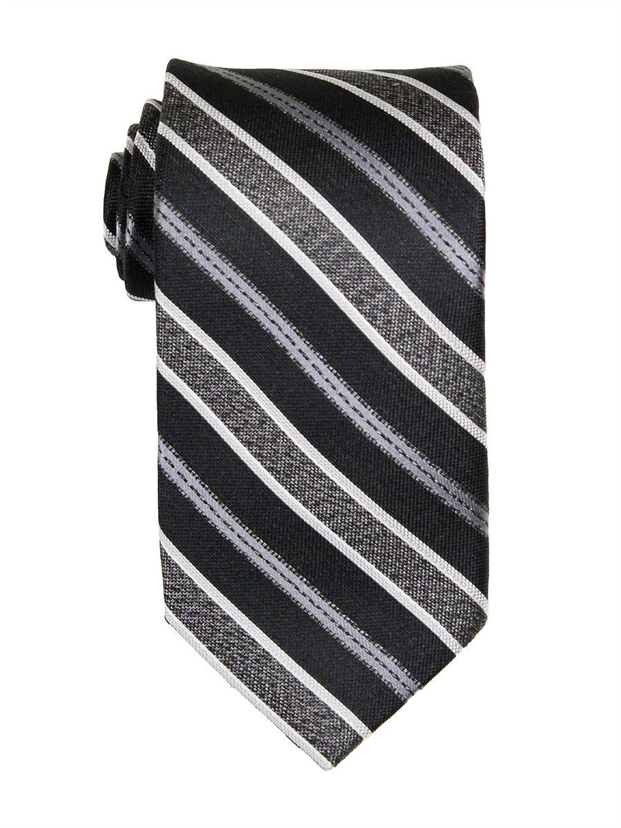 Heritage House 23774 100% Woven Silk Boy's Tie - Stripe - Black/Silver/Gray Boys Tie Heritage House 