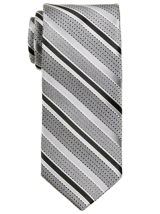 Heritage House 23777 100% Woven Silk Boy's Tie - Stripe Pattern - Silver/Black Boys Tie Heritage House 