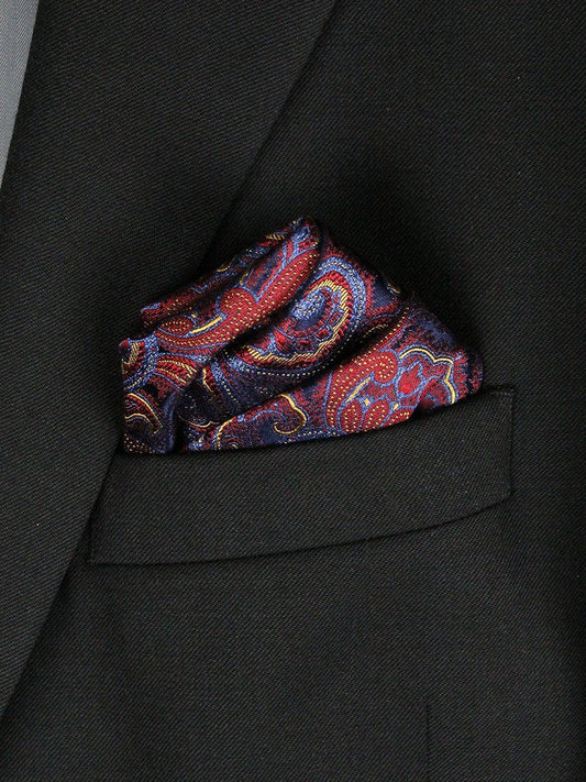 Boy's Pocket Square 23778 Burgundy/Blue/Gold Boys Pocket Square Heritage House 