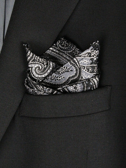 Boy's Pocket Square 23781 Black/Silver Boys Pocket Square Heritage House 