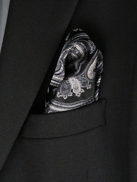 Boy's Pocket Square 23791 Black/Silver Boys Pocket Square Heritage House 