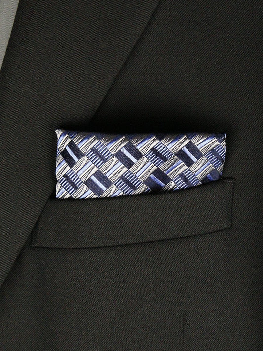 Boy's Pocket Square 23793 Navy/Silver Boys Pocket Square Heritage House 