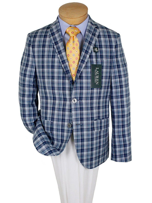 Lauren Ralph Lauren 24024 100% Cotton Boy's Sport Coat - Plaid - Navy/Blue Boys Sport Coat Lauren 