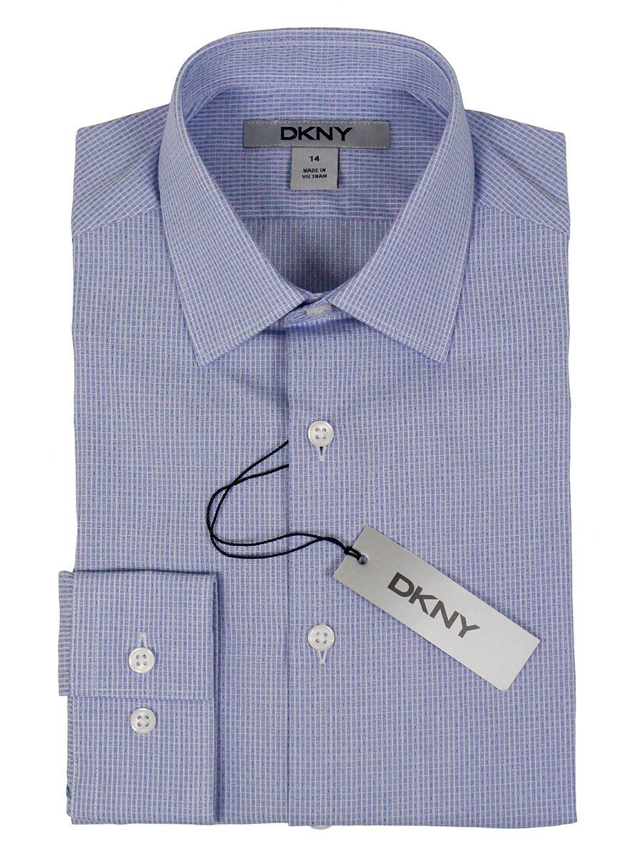 DKNY 24161 100% Cotton Boy's Dress Shirt - Checked - Blue and White Boys Dress Shirt DKNY 