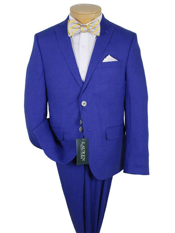 Image of Lauren Ralph Lauren 24362 100% Linen Suit Separate Jacket - Solid - Bright Blue Boys Suit Separate Jacket Lauren 