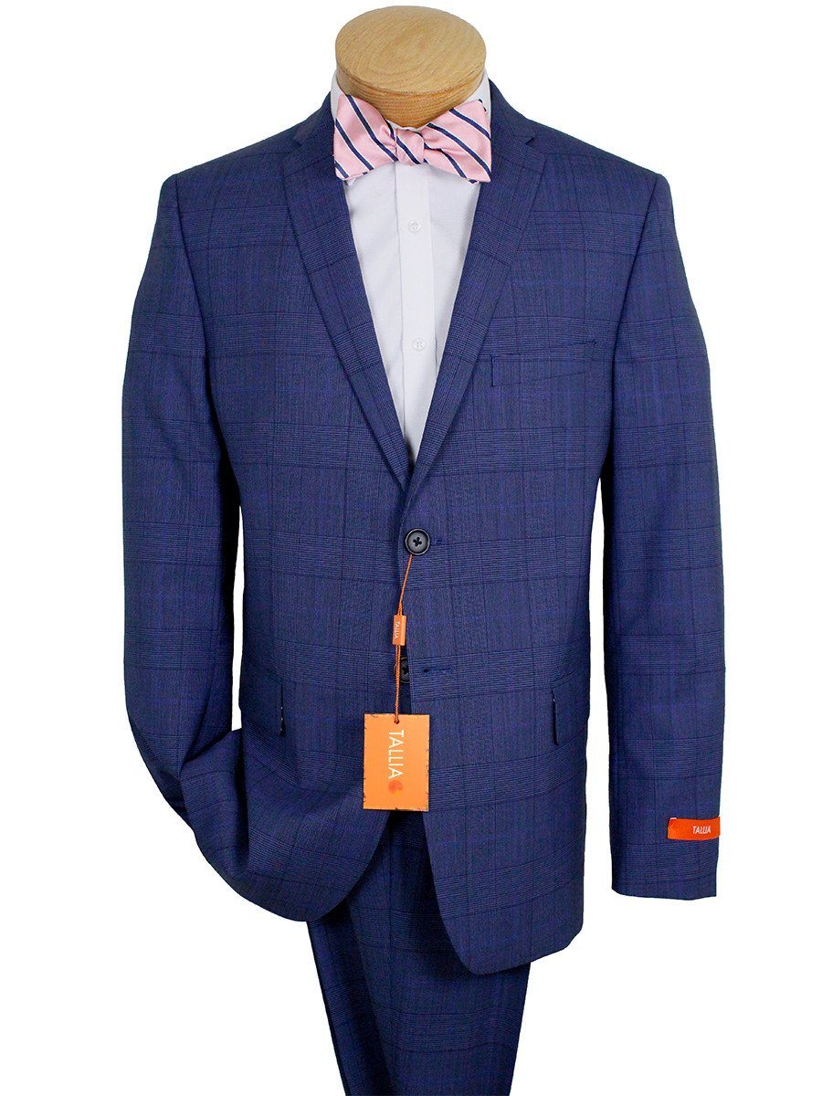 Tallia 24376 100% Wool Boy's Suit - Skinny Fit - Plaid - Blue Boys Suit Tallia 