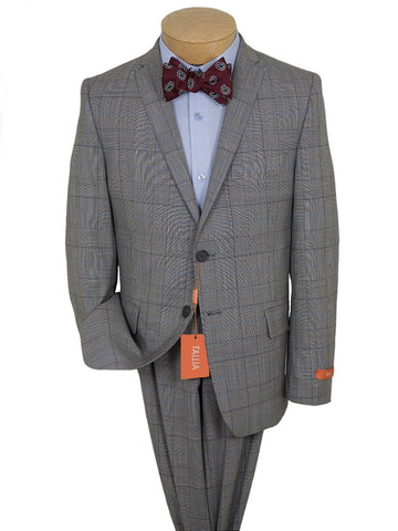 Image of Tallia 24383 100% Wool Boy's Suit - Skinny Fit - Plaid - Gray Boys Suit Tallia 