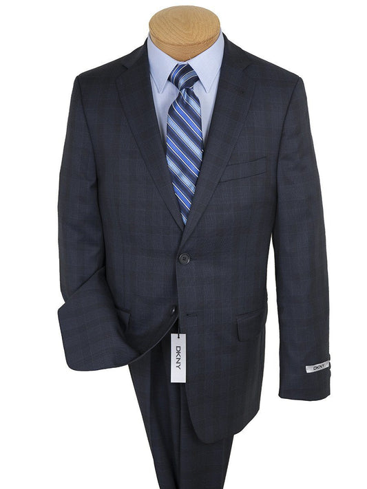 DKNY 24387 100% Wool Boy's Suit - Plaid - Navy Boys Suit DKNY 