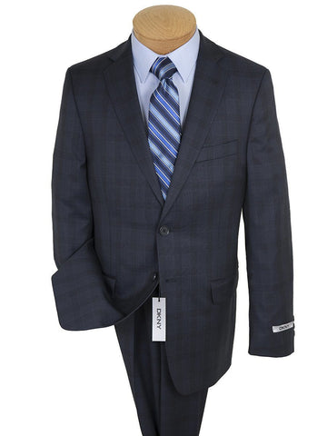 Image of DKNY 24387 100% Wool Boy's Suit - Plaid - Navy Boys Suit DKNY 