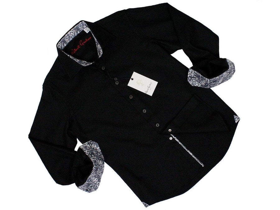 Robert Graham 24389 100% Cotton Boy's Dress Shirt - Dobby - Black Boys L/S Knit Robert Graham 