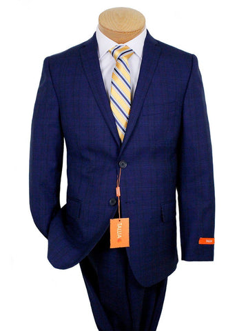 Image of Tallia 24471 100% Wool Boy's Suit - Plaid - Navy Boys Suit Tallia 