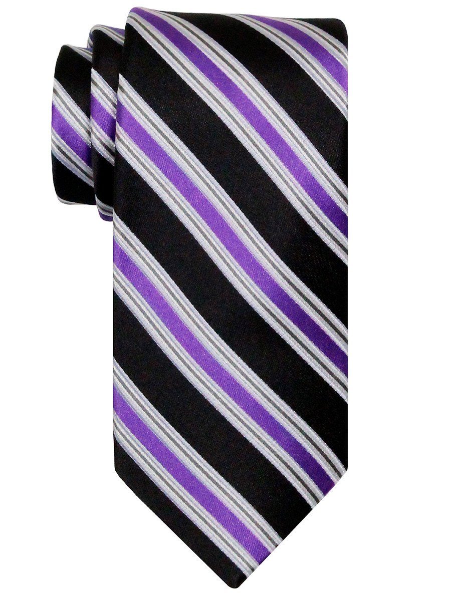 Heritage House 24538 100% Silk Boy's Tie - Stripe - Black/Purple Boys Tie Heritage House 