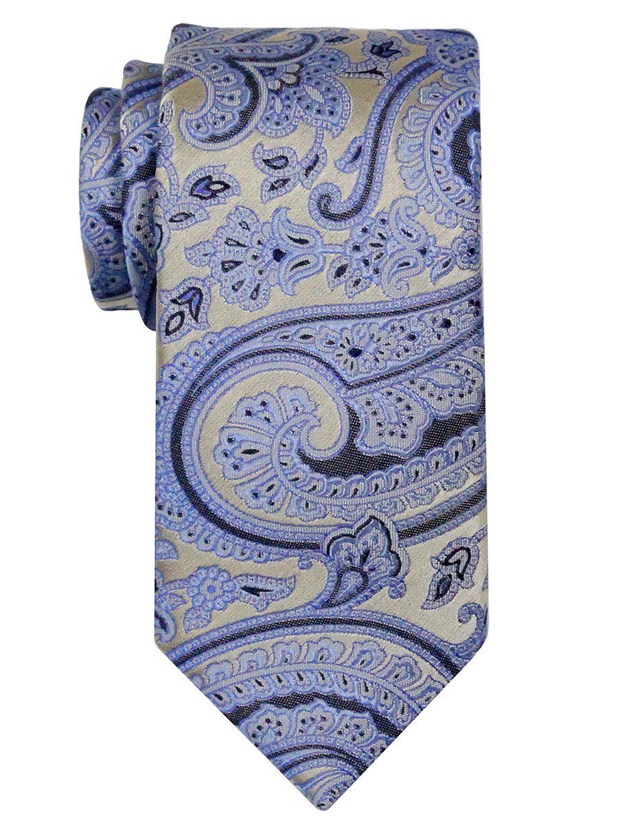 Heritage House 24561 100% Woven Silk Boy's Tie - Paisley Pattern - Ecru/Blue Boys Tie Heritage House 