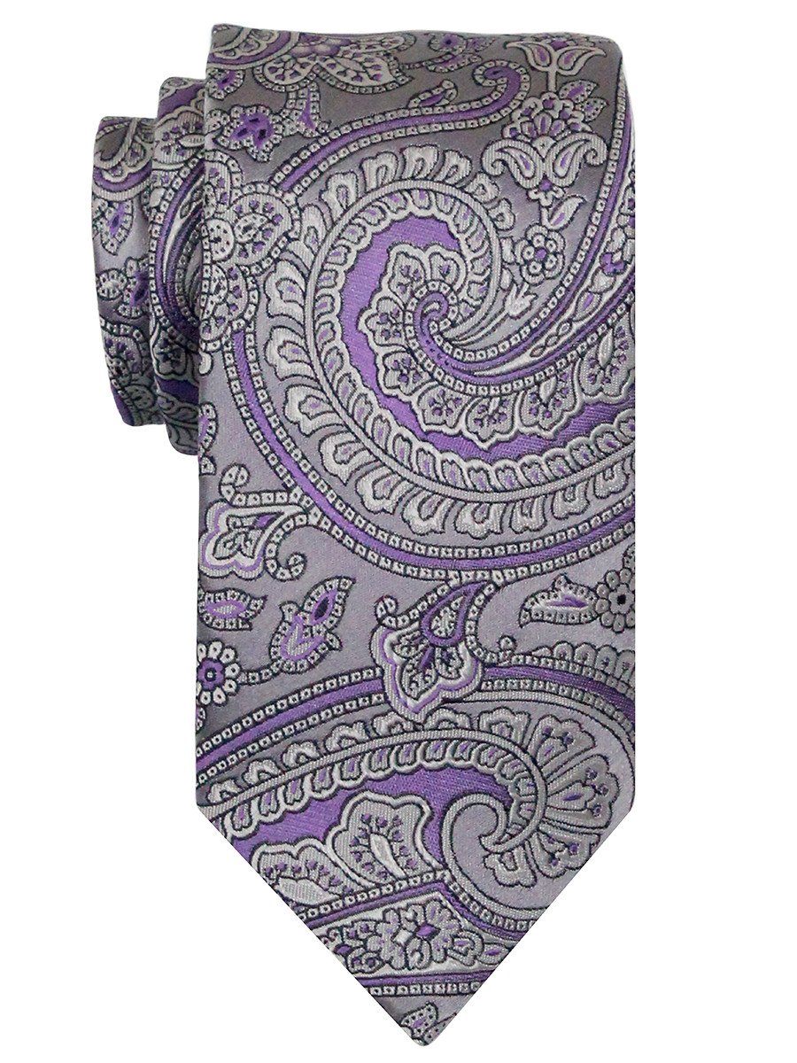 Heritage House 24567 100% Woven Silk Boy's Tie - Paisley Pattern - Silver/purple Boys Tie Heritage House 