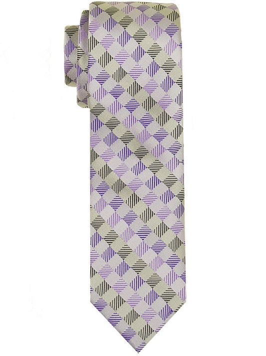 Heritage House 24569 100% Woven Silk Boy's Tie - Neat - Silver/Purple Boys Tie Heritage House 
