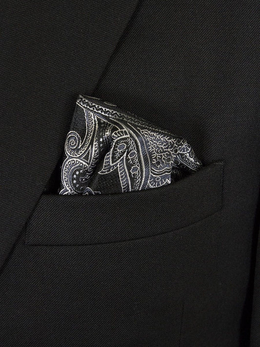 Boy's Pocket Square 24669 Black/Silver Boys Pocket Square Heritage House 