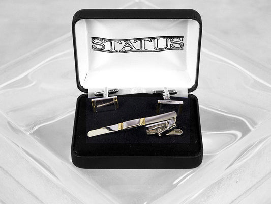 Boy's Cuff Links/Tie Bar 24907 2-Tone Boys Cufflinks Status 