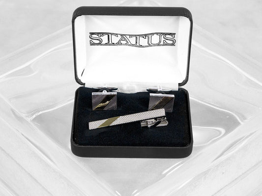 Boy's Cuff Links/Tie Bar 24908 Silver-Gold Boys Cufflinks Status 