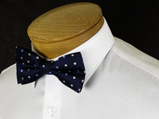 Boy's Bow Tie 24913 Navy/Sky Polka Dot Boys Bow Tie Status 