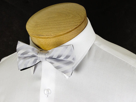 Boy's Bow Tie 24916 Silver Tonal Stripe Boys Bow Tie Status 