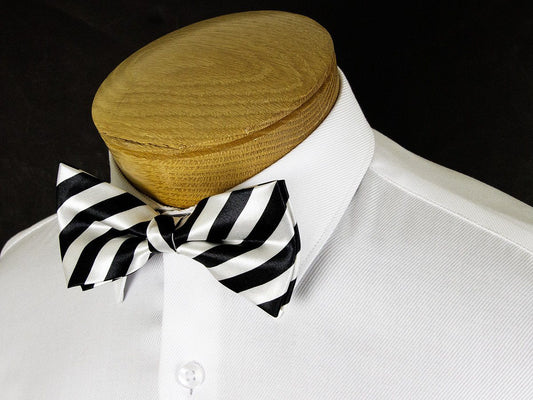 Boy's Bow Tie 24917 Silver/Black Stripe Boys Bow Tie Status 