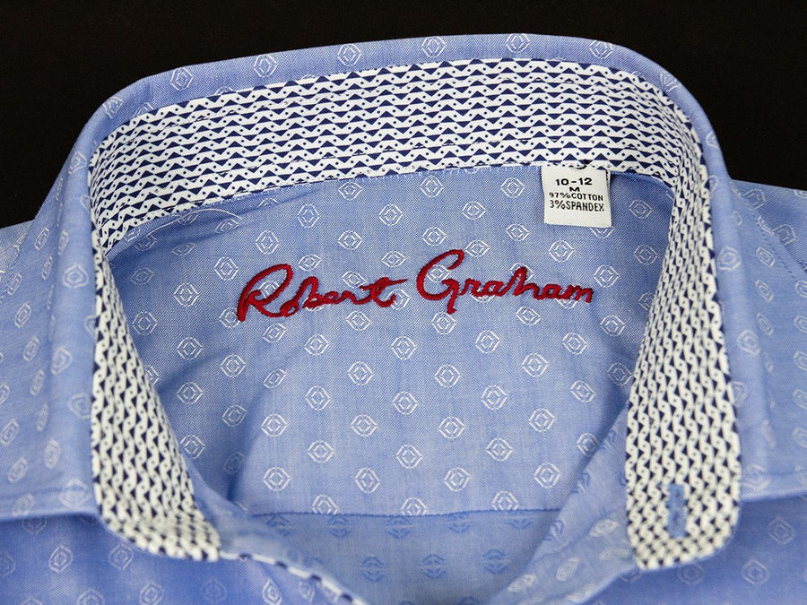 Robert Graham 25026 Navy Diamond Weave Boys L/S Woven Robert Graham 