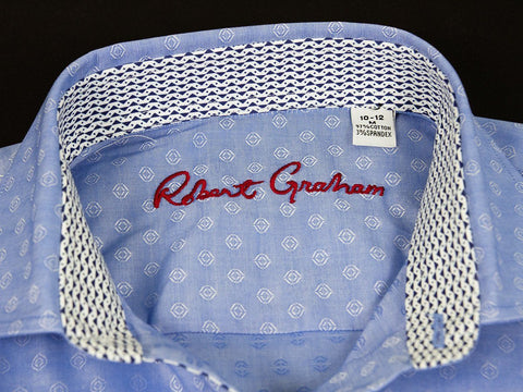 Image of Robert Graham 25026 Navy Diamond Weave Boys L/S Woven Robert Graham 