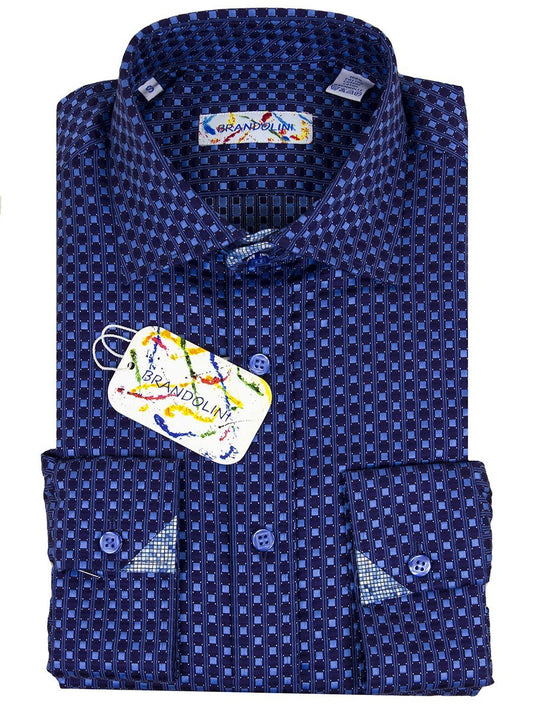 Men's Sport Shirt 25030 Navy Mens Sport Shirt Brandolini 