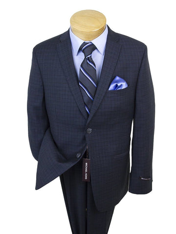 Image of Michael Kors 25251 100% Wool Boy's Skinny Fit Suit-Tartan Plaid- Gray/Blue Boys Suit Michael Kors 
