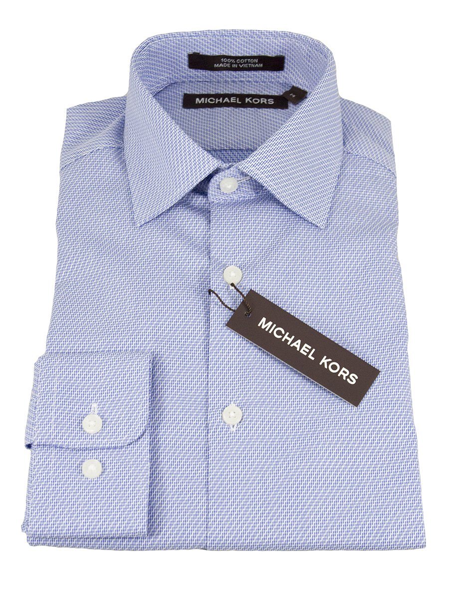 Michael Kors 25307 100% Cotton Boy's Dress Shirt - Neat - Blue/White, Modified Spread Collar Boys Dress Shirt Michael Kors 