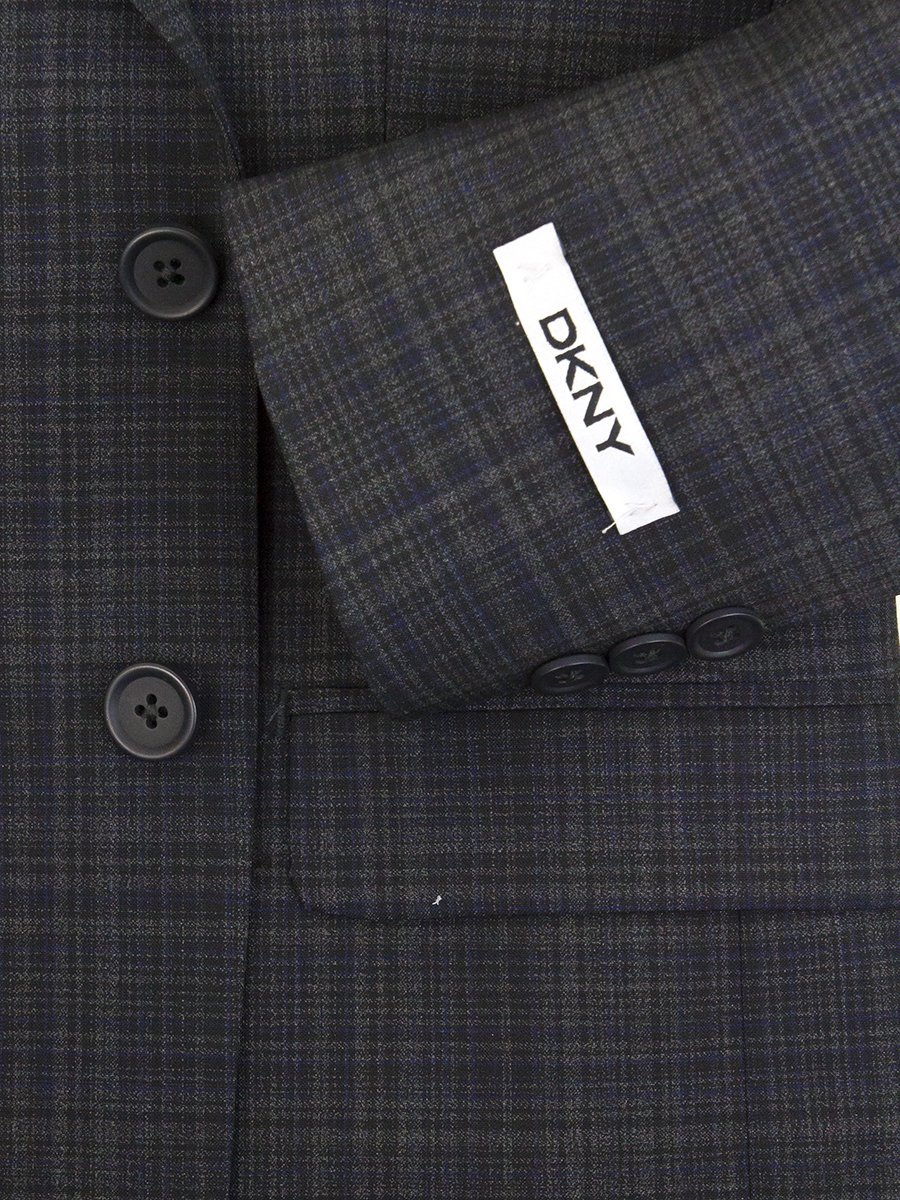 DKNY 25369 96% Wool/4% Lycra Boy's Sport Coat - Plaid - Blue/Black Boys Sport Coat DKNY 