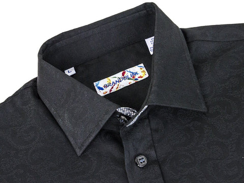 Image of Boy's Brandolini Sport Shirt 25382 Black Tonal Paisley Boys Sport Shirt Brandolini 