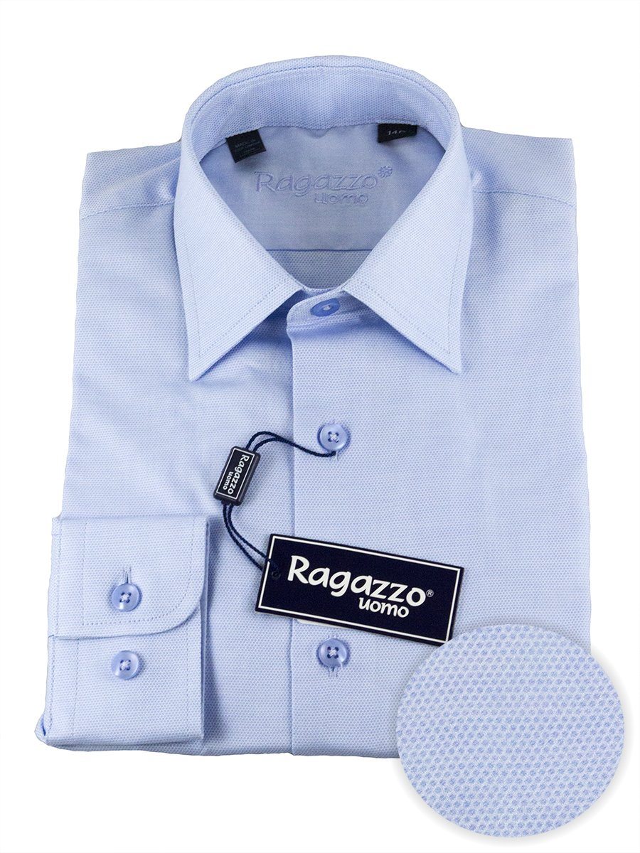 Ragazzo 25478 100% Cotton Boy's Dress Shirt - Diamond Weave - Sky Blue Boys Dress Shirt Ragazzo 