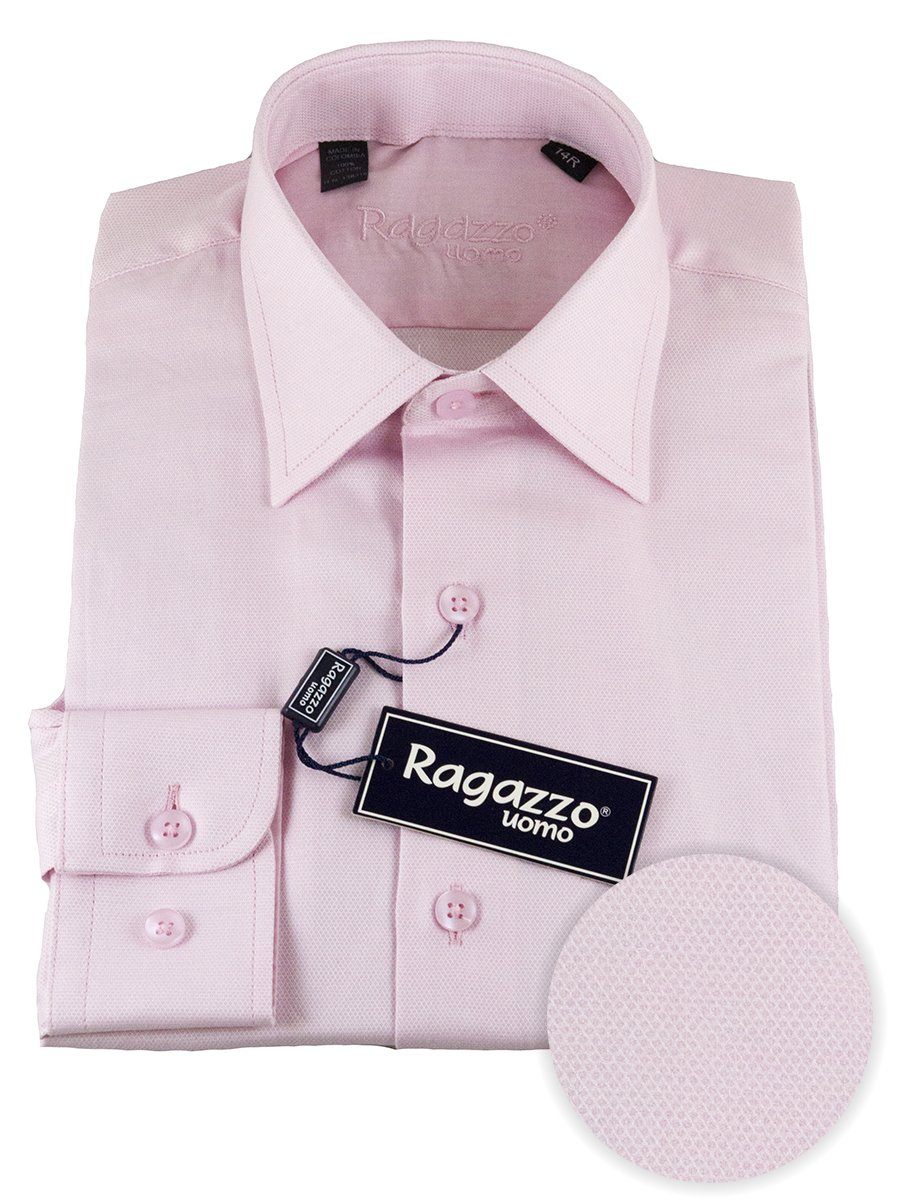 Ragazzo 25485 100% Cotton Boy's Dress Shirt - Diamond Weave - Pink Boys Dress Shirt Ragazzo 