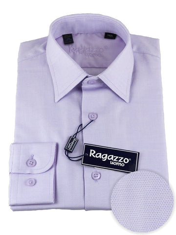 Ragazzo 25492 100% Cotton Boy's Dress Shirt - Diamond Weave - Lavender Boys Dress Shirt Ragazzo 
