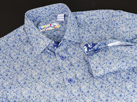 Boy's Brandolini Sport Shirt 25562 Blue Mosaic Boys Sport Shirt Brandolini 
