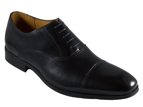 Image of Florsheim 25596 Full-Grain Leather Boy's Shoe - Cap Toe Oxford - Black Boys Shoes Florsheim 