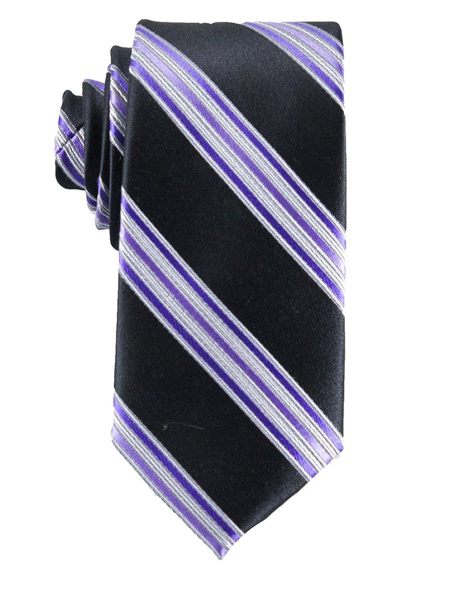 Heritage House 25801 100% Silk Boy's Tie - Stripe - Black/Purple Boys Tie Heritage House 