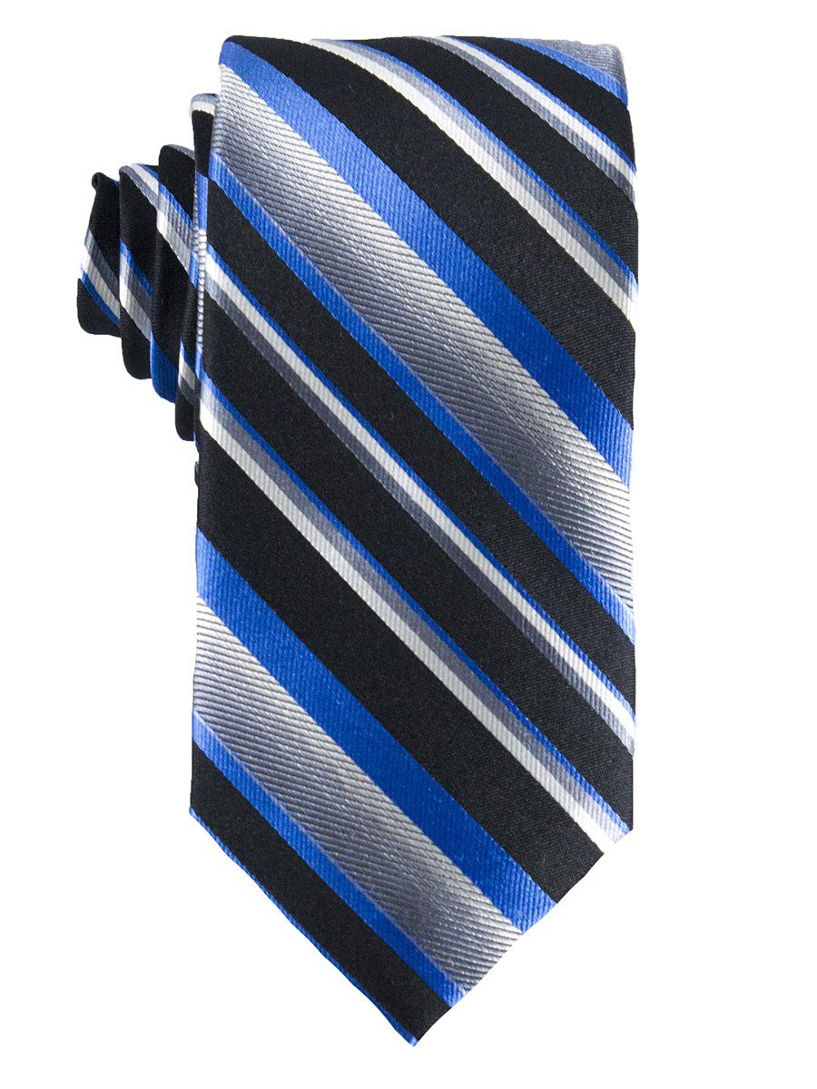 Heritage House 25838 100% Silk Boy's Tie - Stripe - Blue/Black/Silver Boys Tie Heritage House 