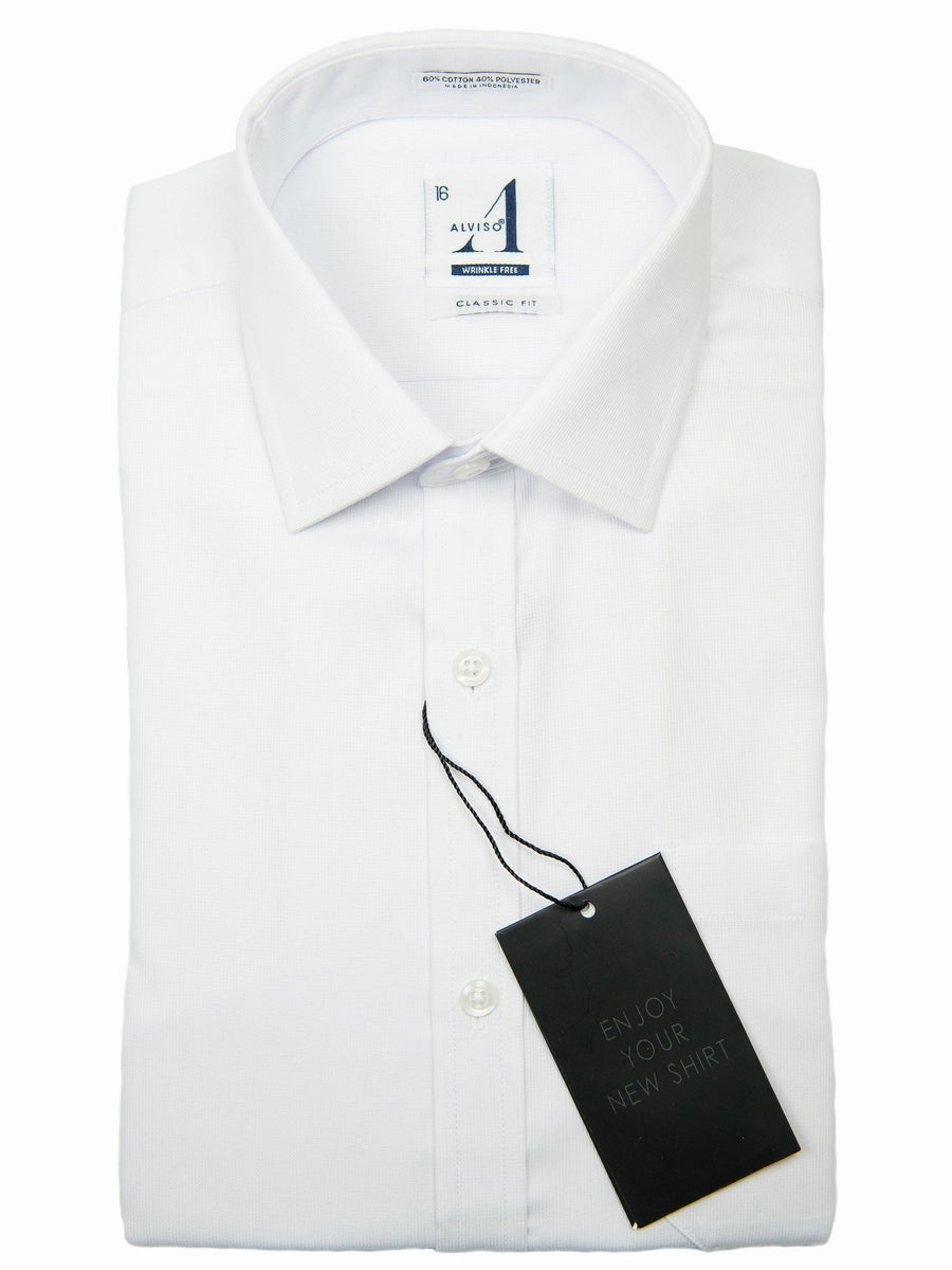 Alviso 25985 Boys Dress Shirt-Tonal Weave-White-Classic Fit Boys Dress Shirt Alviso 