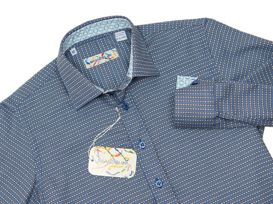 Boy's Sport Shirt 26343 Blue Long Sleeve Boys Sport Shirt Brandolini 