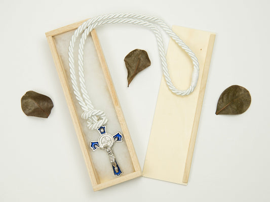 Boy's Communion Cross & Cord 26392 Blue/Silver (2) Boys Necklace Heritage House 